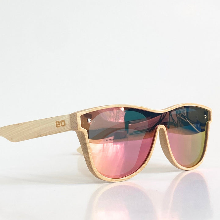 Bamboo Sunglasses Pink One-Piece Mirror | The Alejandra