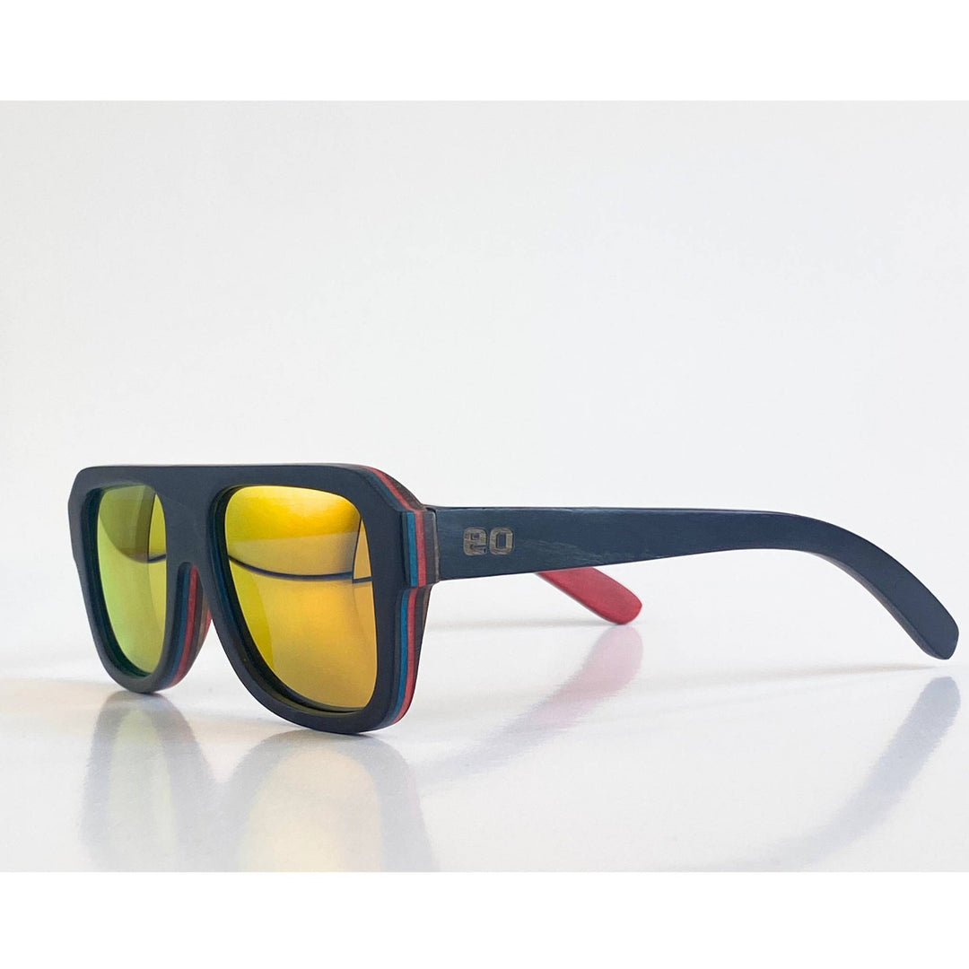 Th Rossi Kids Wood Sunglasses in Black - Orange Mirror Lenses