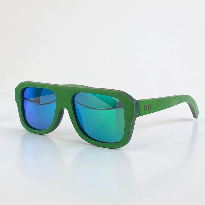 Th Rossi Kids Wood Sunglasses in Green - Green Mirror Lenses
