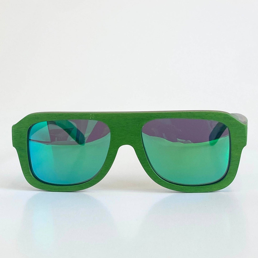 Th Rossi Kids Wood Sunglasses in Green - Green Mirror Lenses