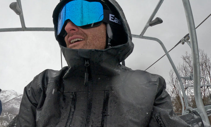 Testing out the Eastern Outer ski goggles in heavy snow and rain conditions